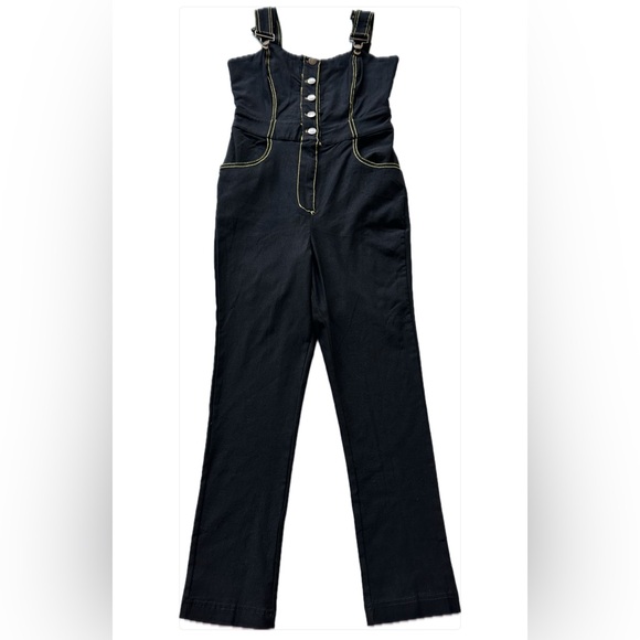 Unique Vintage Black Denim Overalls size S/4 - Picture 2 of 14